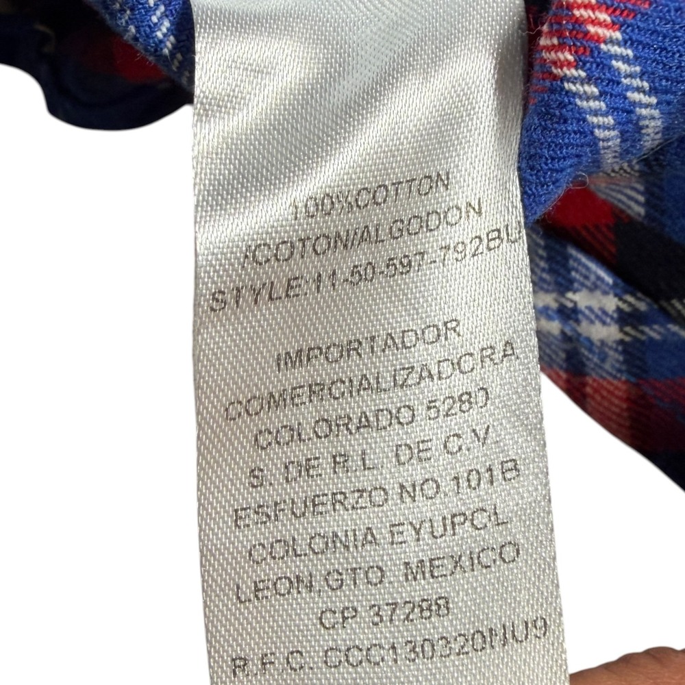 Stetson Men's Slim Large Plaid Flannel Pearl Snap Western Shirt Red/Blue - Picture 3 of 7